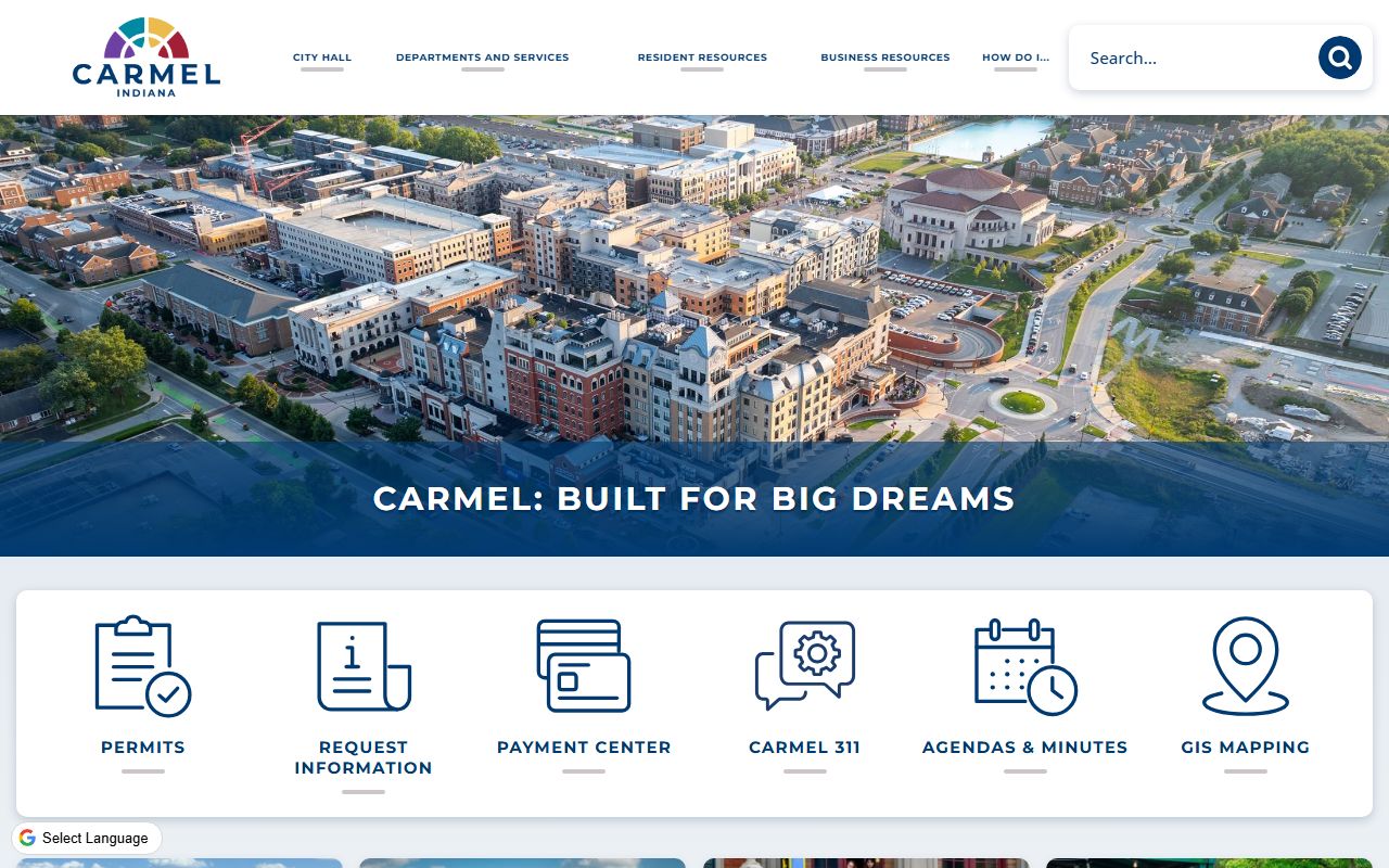 Carmel Indiana city page marriage license resources