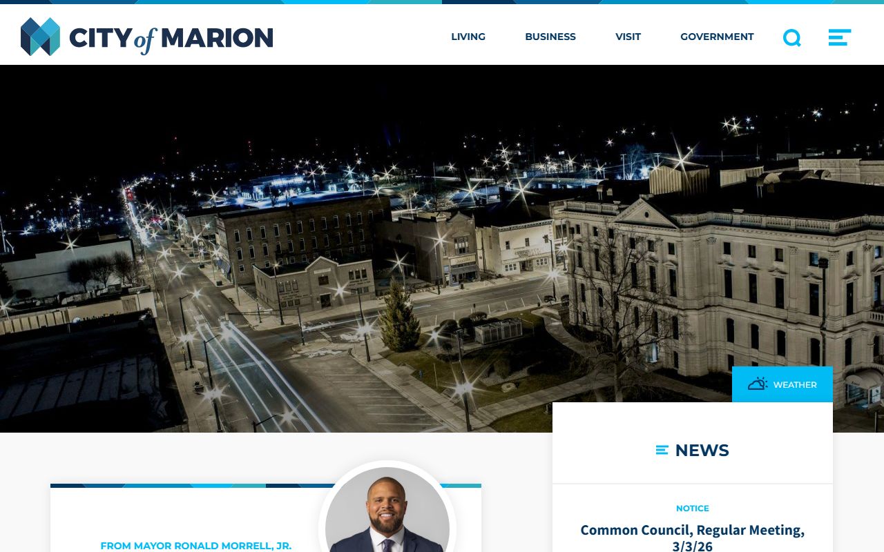 Marion Indiana city page and Grant County marriage license information