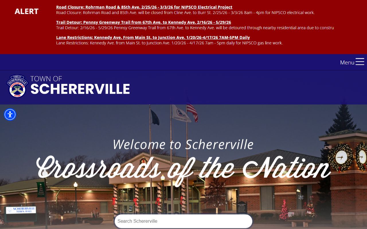 Schererville town page for marriage license information
