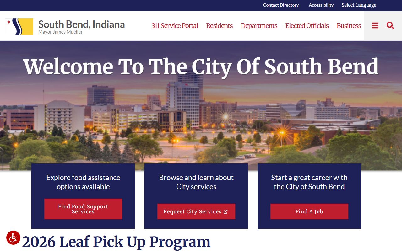 South Bend city page for marriage license information
