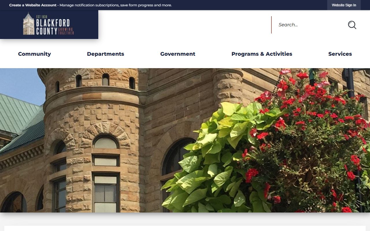 Blackford County Clerk website for marriage license information in Hartford City