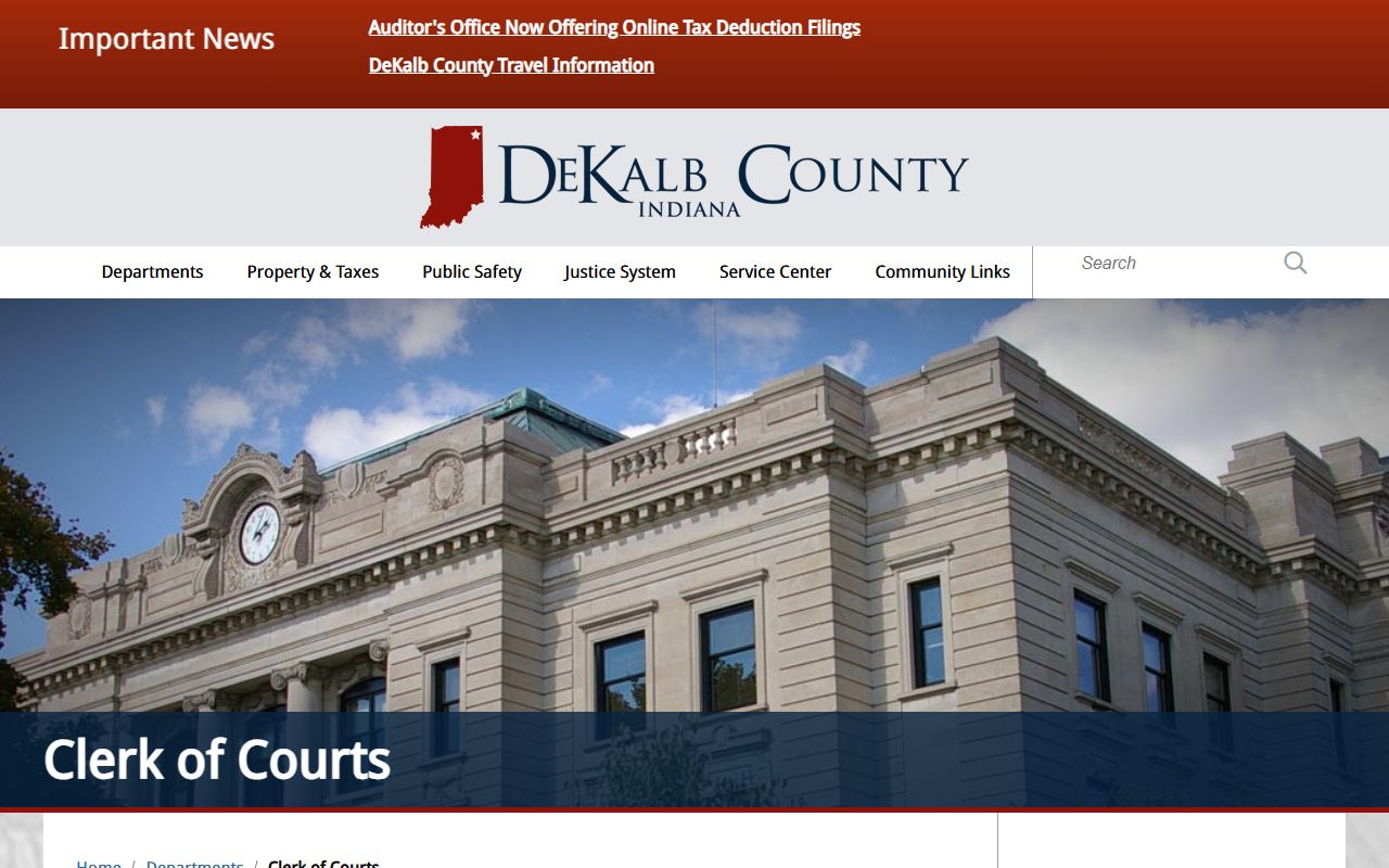 DeKalb County Clerk website for marriage license in Auburn Indiana