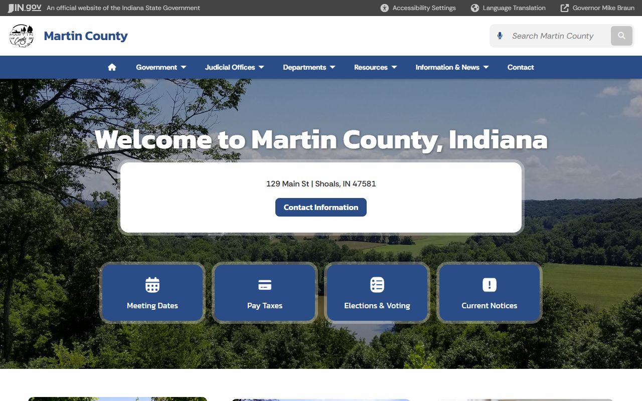 Martin County Clerk office website for marriage license applications in Shoals Indiana