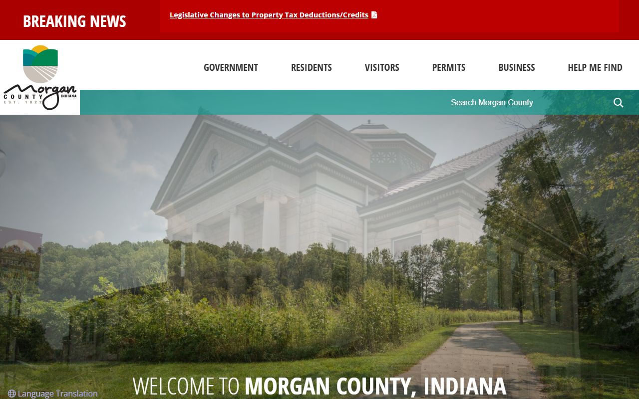 Morgan County Clerk office website showing marriage license records in Martinsville Indiana