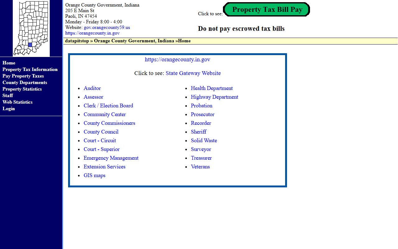 Orange County Clerk office website showing marriage license information in Paoli Indiana