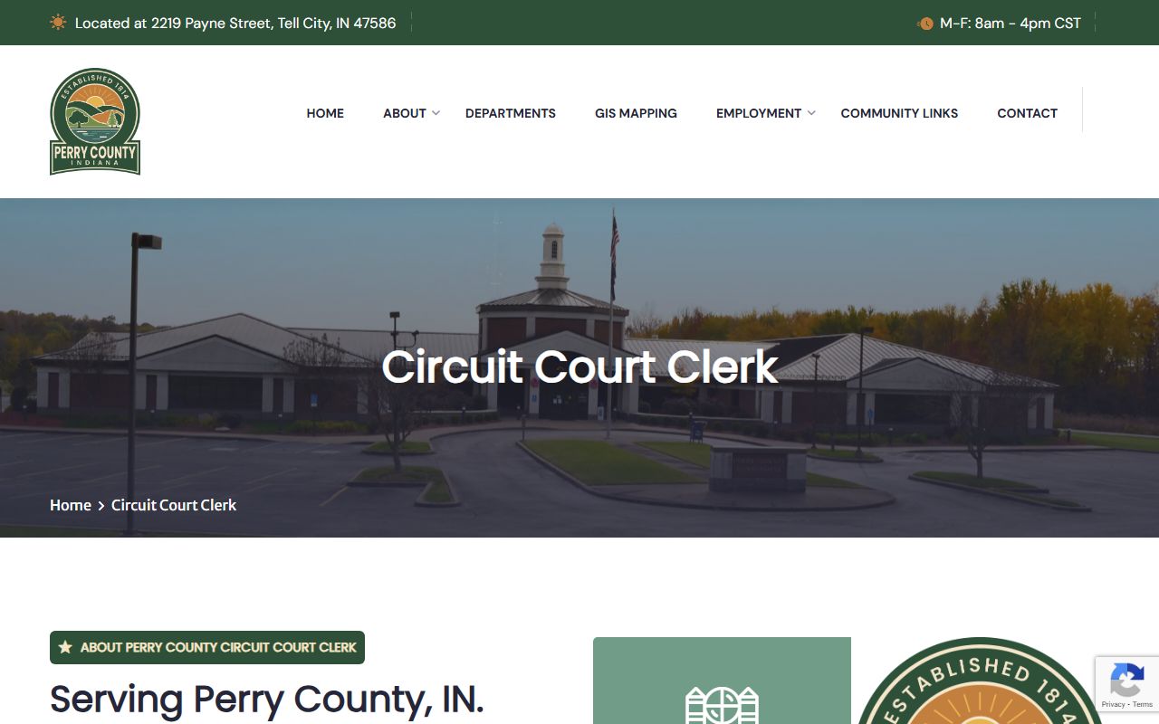 Perry County Clerk website for marriage license applications