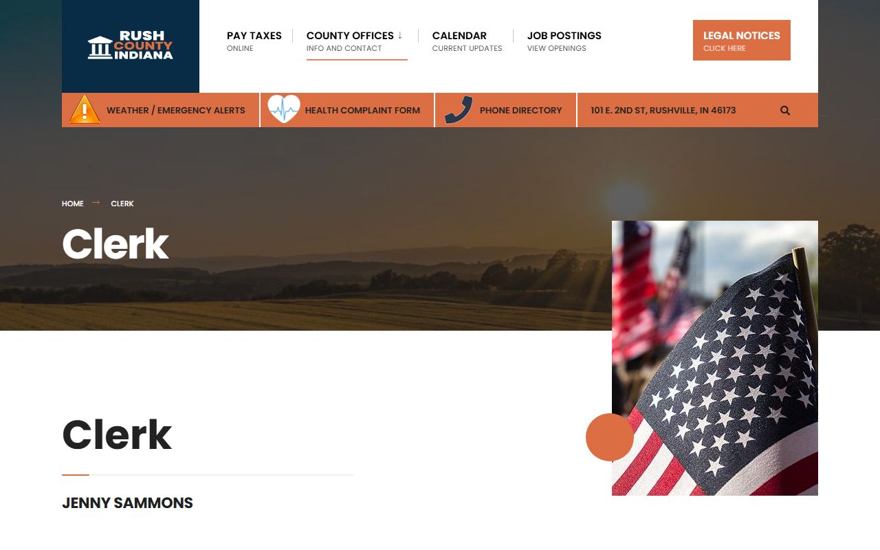 Rush County Clerk website for marriage license applications