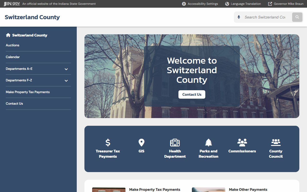 Switzerland County Clerk website for marriage license applications in Switzerland County Indiana