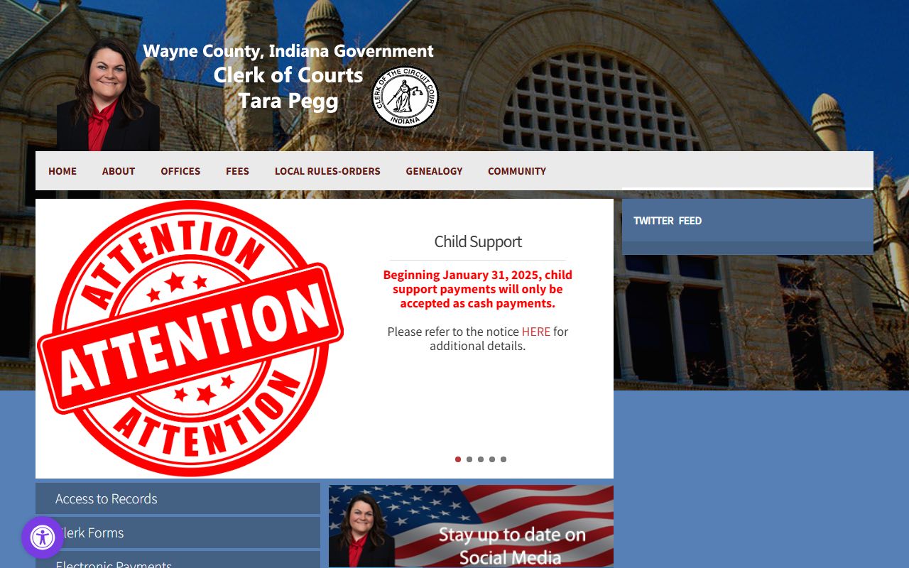 Wayne County Clerk of Circuit Courts in Richmond Indiana for marriage license records